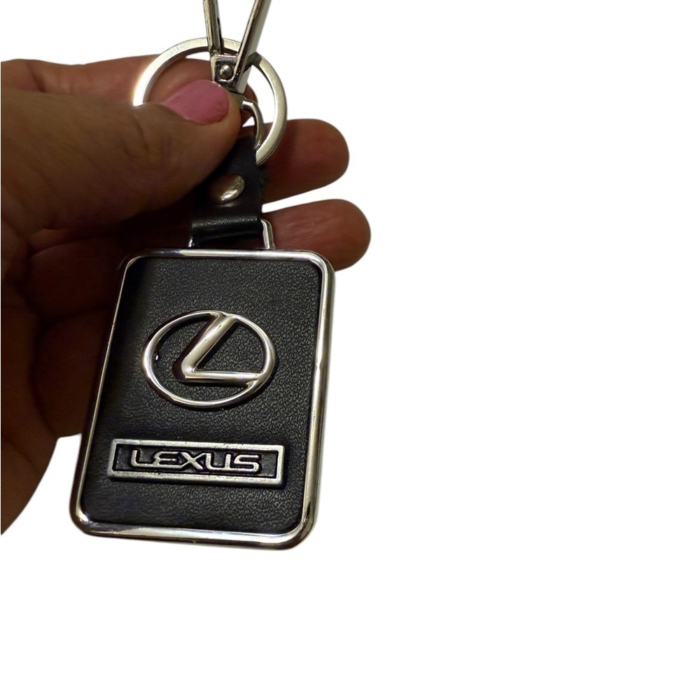 BLACK LEXUS GENUINE LEATHER KEY FOB CHAIN RING Car